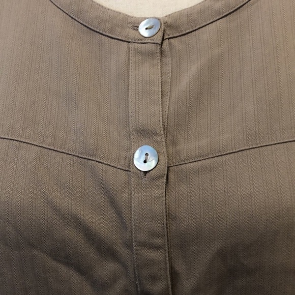 Ann Carson Ladies Silk Blouse Tan Colour 3/4 Sleeve Button Up Shirt Sz L - Picture 4 of 9